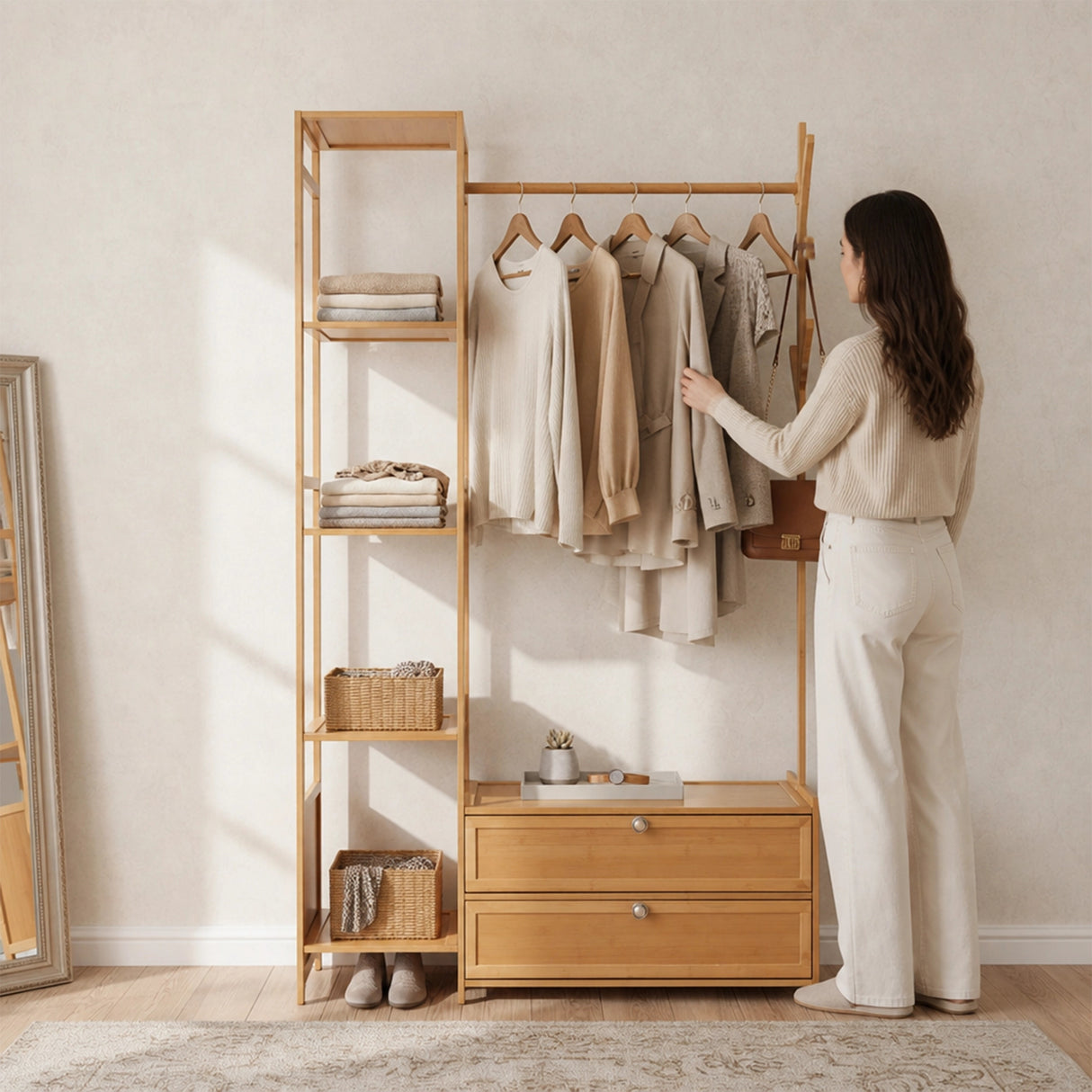 165x100cm Clothes Rack Stand Storage Shelves Modern Coat Tree