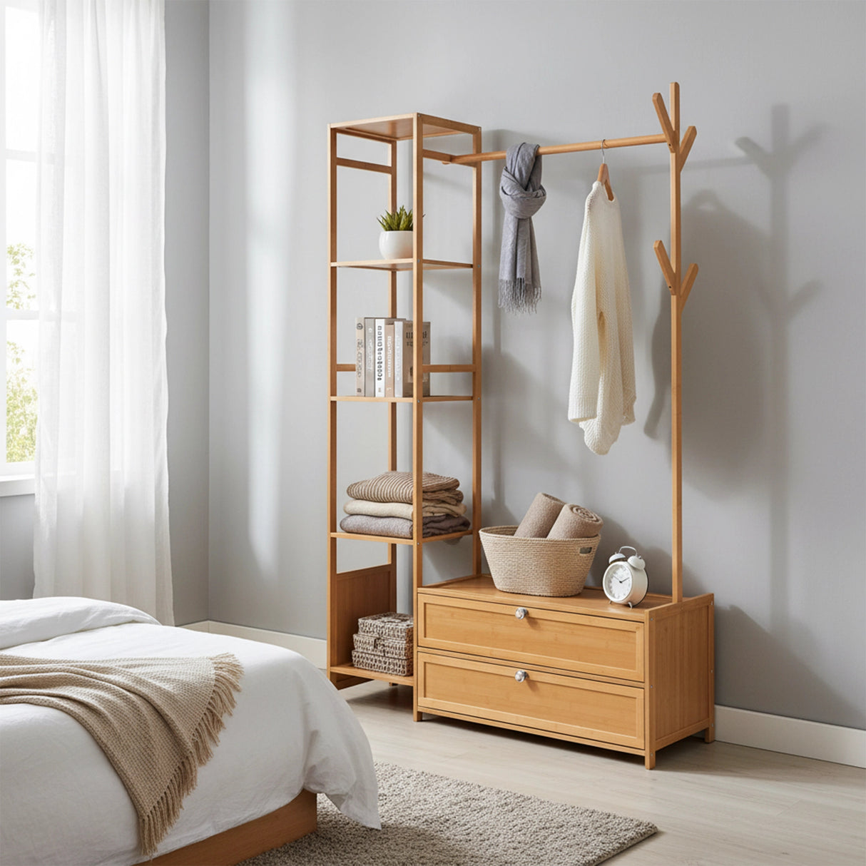 165x100cm Clothes Rack Stand Storage Shelves Modern Coat Tree