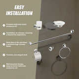 Bathroom Accessories Set 6 Piece Pack Chrome Wall Mounted Easy Fittings