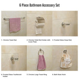 Bathroom Accessories Set 6 Piece Pack Chrome Wall Mounted Easy Fittings - Extra Image