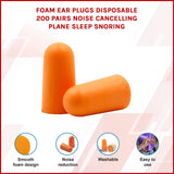 Foam Ear Plugs Disposable 200 Pairs Noise Cancelling Plane Sleep Snoring - Top-Down View