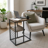 Sofa Side End Table Wooden Shelf Couch Living Nightstand - Side View