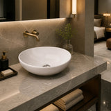 Ceramic Bathroom Basin Vanity Sink Oval Above Counter Top Mount Bowl - Front View