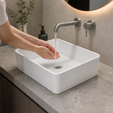 Ceramic Bathroom Basin Vanity Sink Square Above Counter Top Mount Bowl