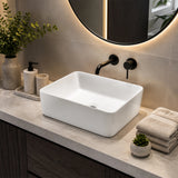 Ceramic Bathroom Basin Vanity Sink Square Above Counter Top Mount Bowl