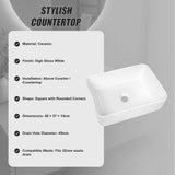 Ceramic Bathroom Basin Vanity Sink Square Above Counter Top Mount Bowl