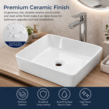 Ceramic Bathroom Basin Vanity Sink Square Above Counter Top Mount Bowl - 45-Degree Angle