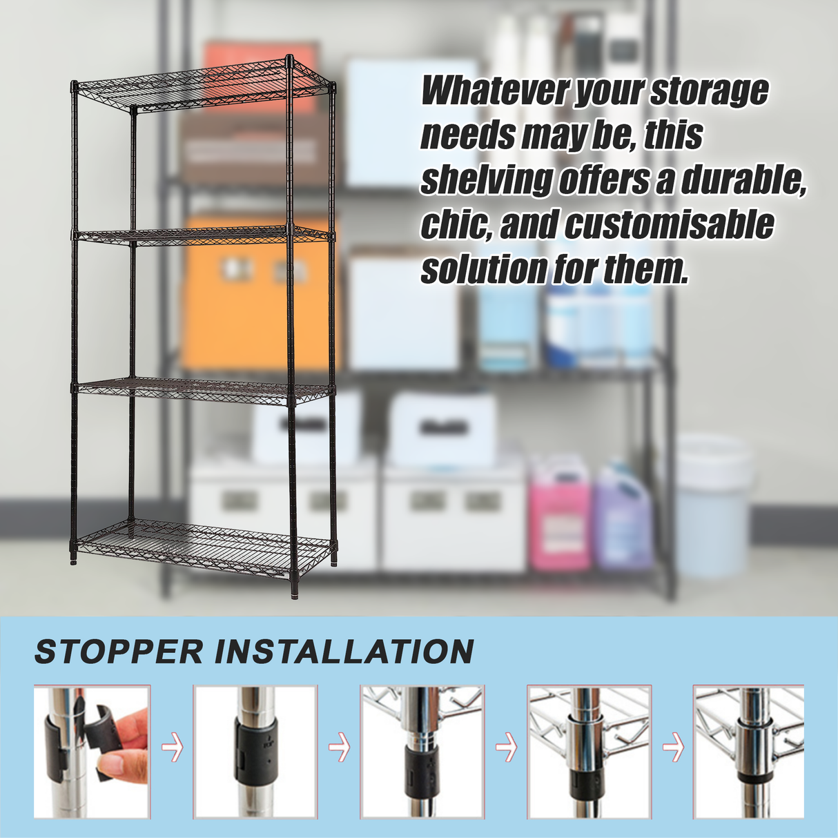 Modular Wire Storage Shelf 1200 x 450 x 1800mm Steel Shelving