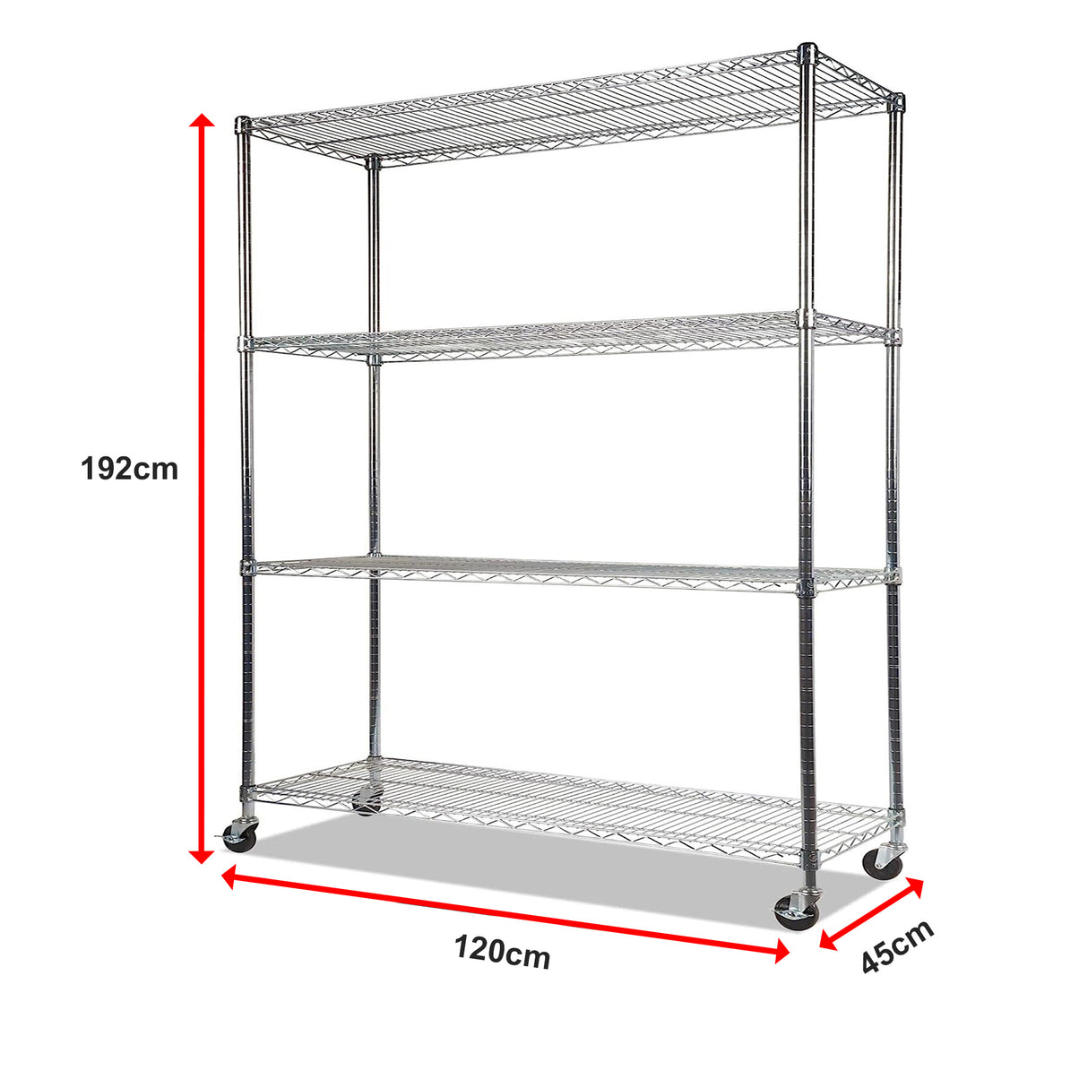 Modular Wire Storage Shelf 1200 x 450 x 1800mm Steel Shelving