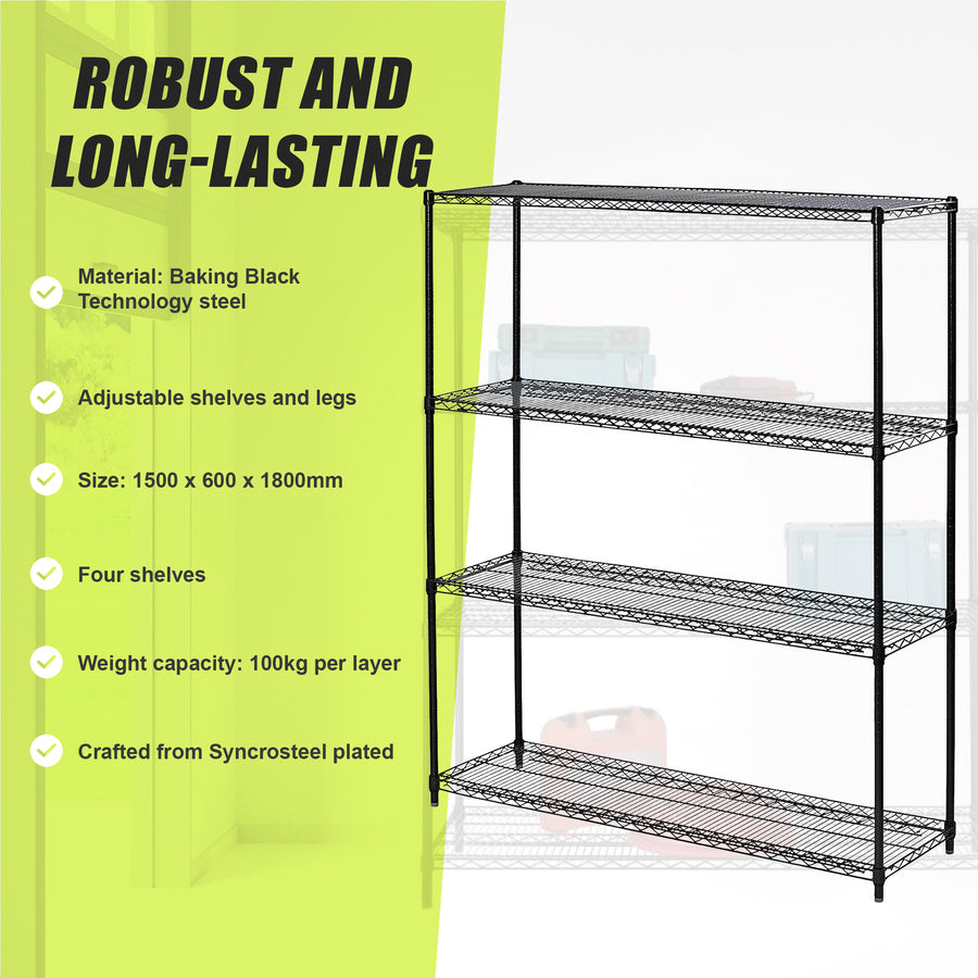 Modular Wire Storage Shelf 1500 x 600 x 1800mm Steel Shelving