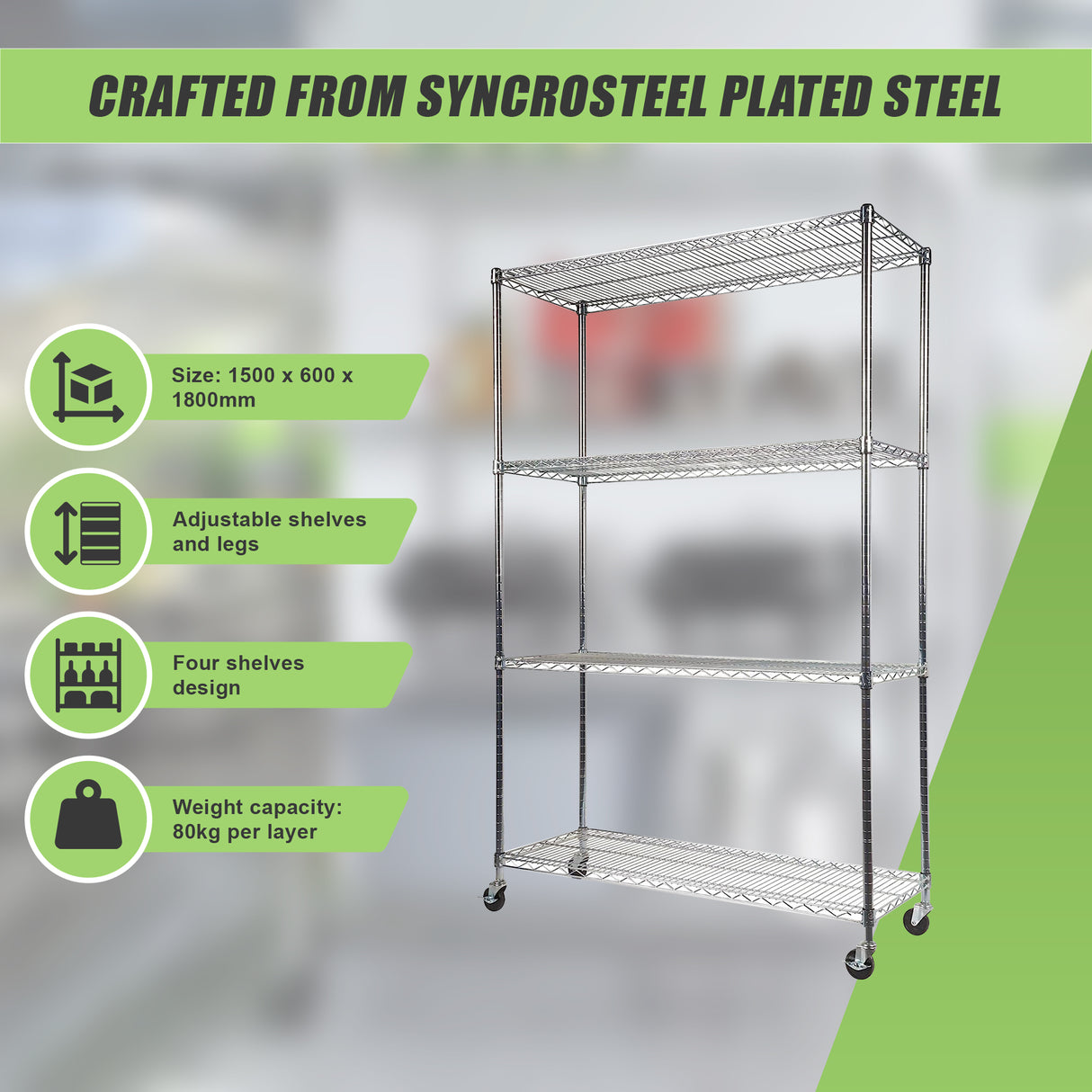 Modular Wire Storage Shelf 1500 x 600 x 1800mm Steel Shelving