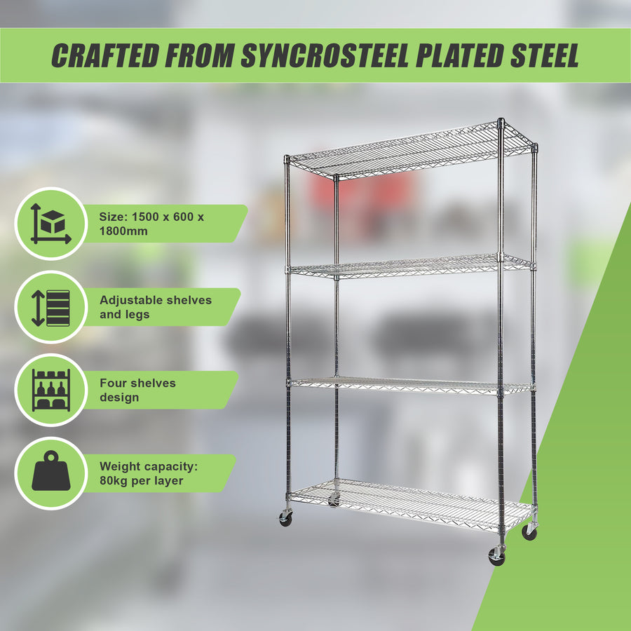 Modular Wire Storage Shelf 1500 x 600 x 1800mm Steel Shelving