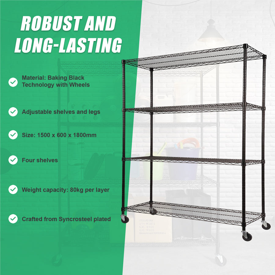 Modular Wire Storage Shelf 1500 x 600 x 1800mm Steel Shelving