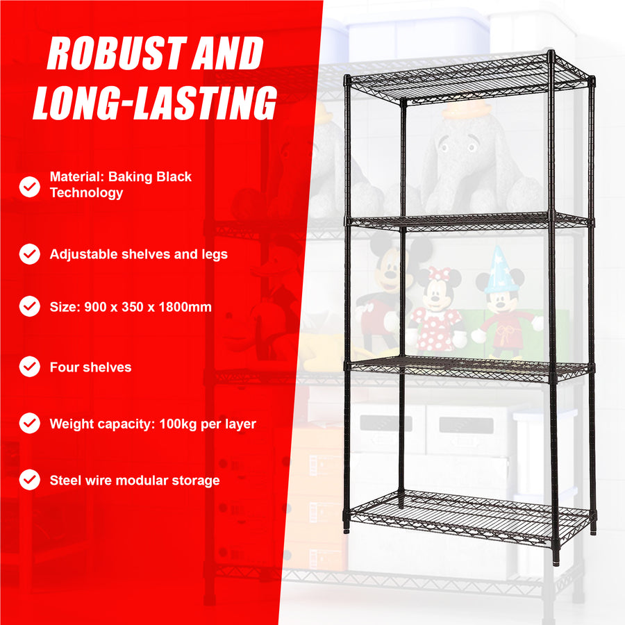 Modular Wire Storage Shelf 900 x 350 x 1800mm Steel Shelving