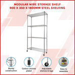 Modular Wire Storage Shelf 900 x 350 x 1800mm Steel Shelving