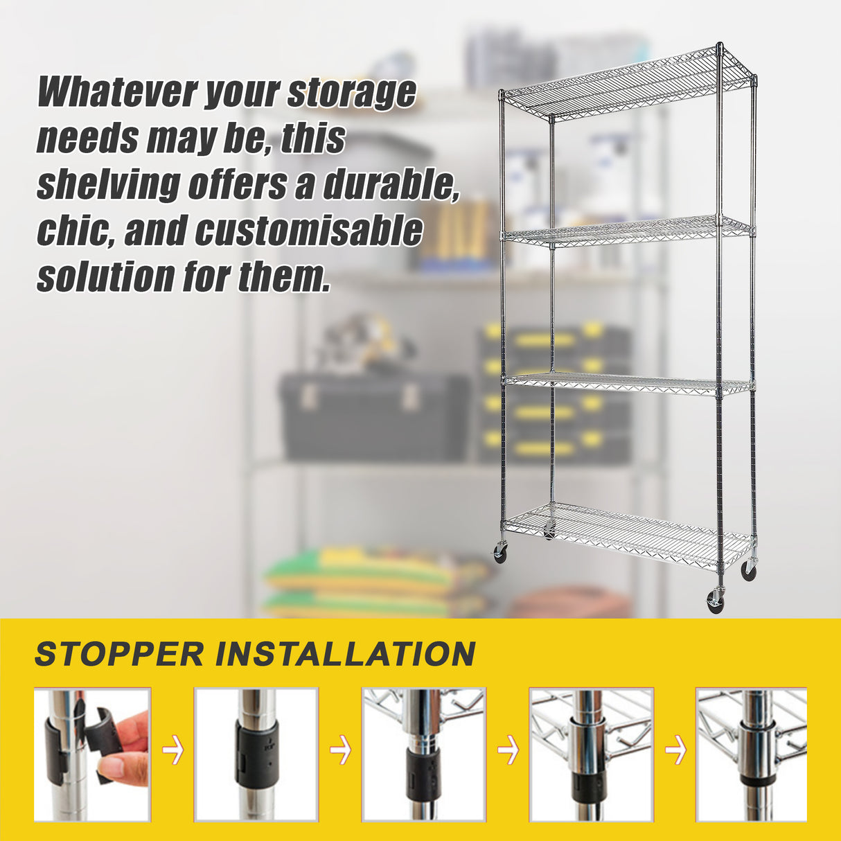 Modular Wire Storage Shelf 900 x 350 x 1800mm Steel Shelving