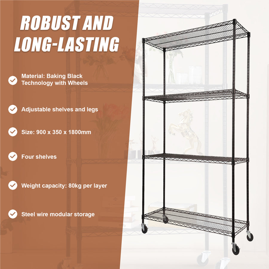 Modular Wire Storage Shelf 900 x 350 x 1800mm Steel Shelving