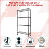 Modular Wire Storage Shelf 900 x 350 x 1800mm Steel Shelving - Front View