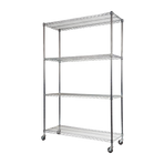 Modular Wire Storage Shelf 1500 x 450 x 1920mm Steel Shelving with Wheels