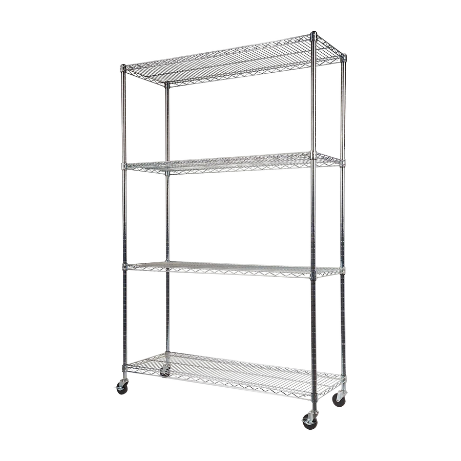 Modular Wire Storage Shelf 1500 x 450 x 1920mm Steel Shelving with Wheels
