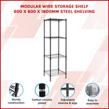 Modular Wire Storage Shelf 600 x 600 x 1800mm Steel Shelving