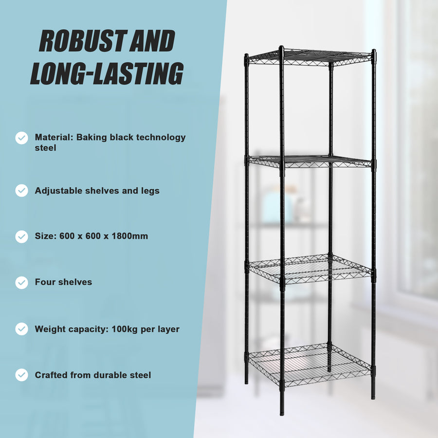Modular Wire Storage Shelf 600 x 600 x 1800mm Steel Shelving