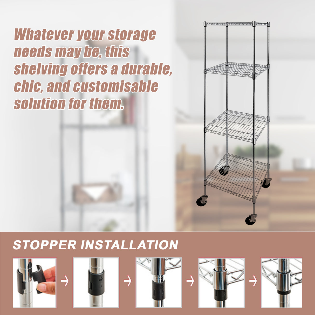 Modular Wire Storage Shelf 600 x 600 x 1800mm Steel Shelving