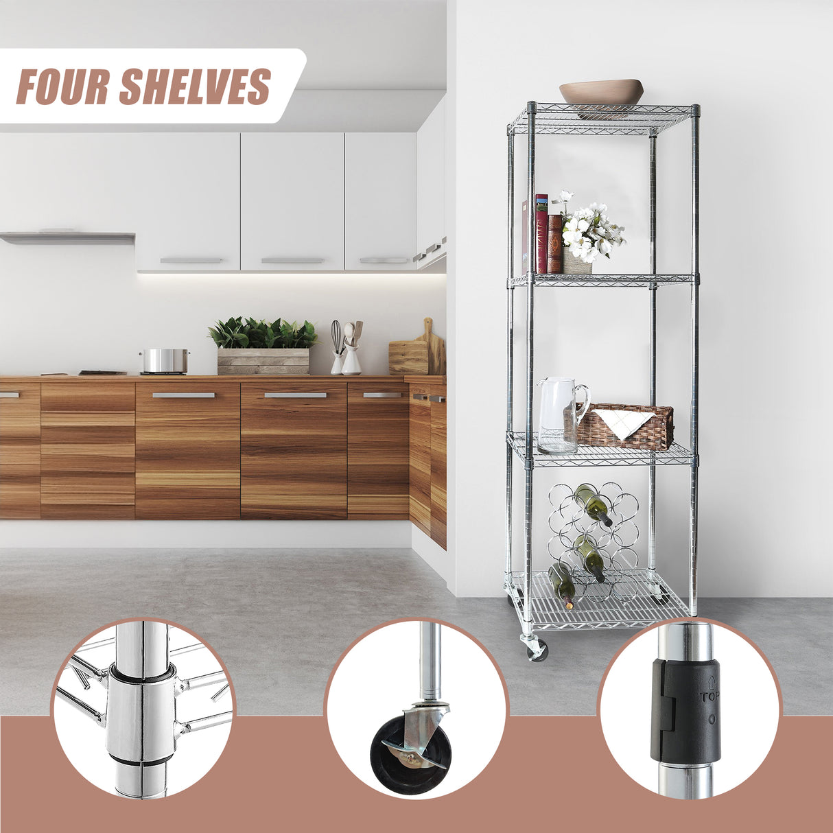 Modular Wire Storage Shelf 600 x 600 x 1800mm Steel Shelving