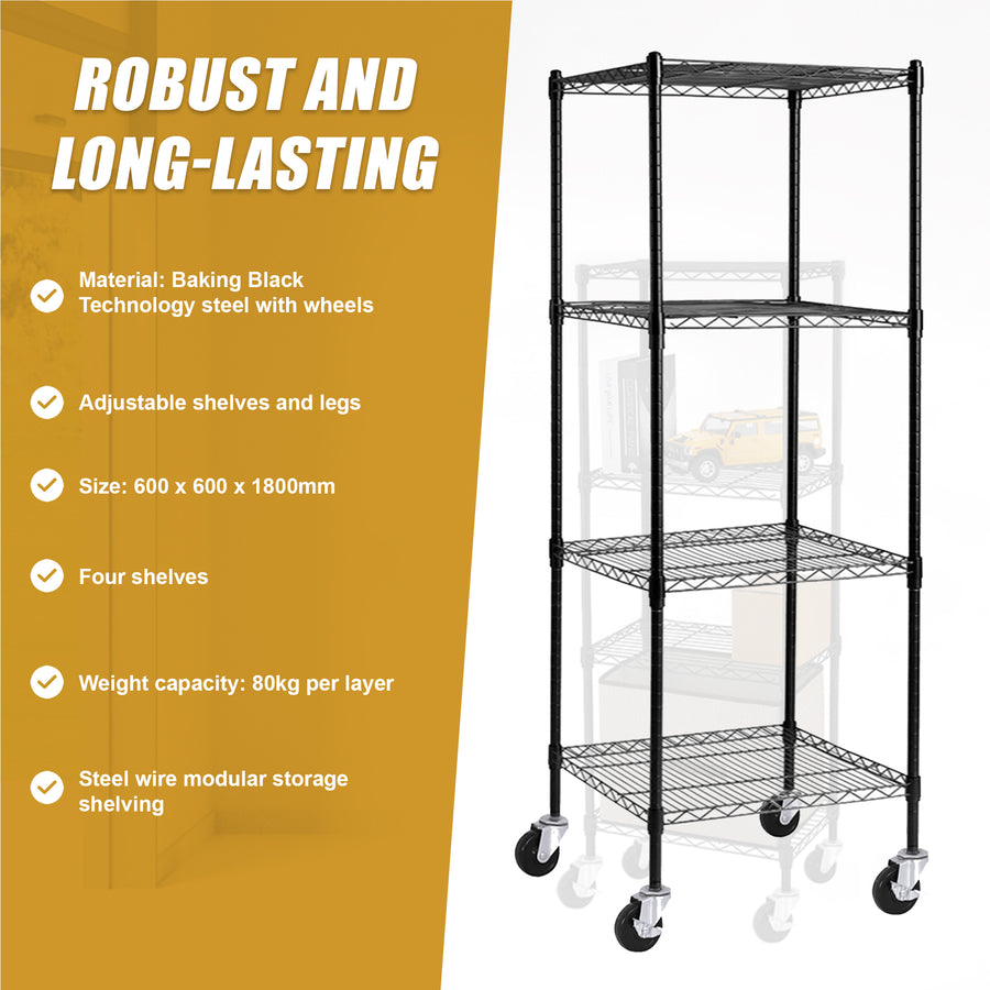Modular Wire Storage Shelf 600 x 600 x 1800mm Steel Shelving