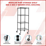 Modular Wire Storage Shelf 600 x 600 x 1800mm Steel Shelving