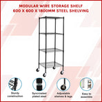 Modular Wire Storage Shelf 600 x 600 x 1800mm Steel Shelving