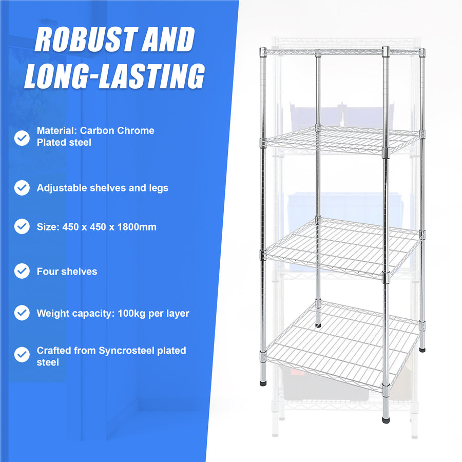 Modular Wire Storage Shelf 450 x 450 x 1800mm Steel Shelving