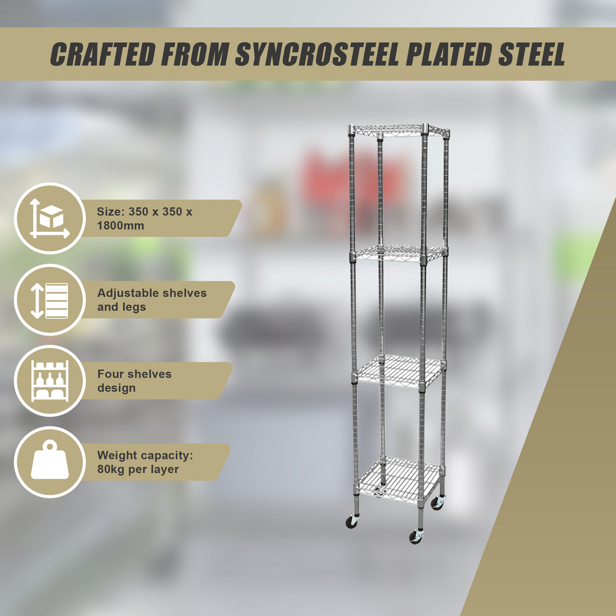Modular Wire Storage Shelf 450 x 450 x 1800mm Steel Shelving