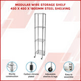 Modular Wire Storage Shelf 450 x 450 x 1800mm Steel Shelving - Front View