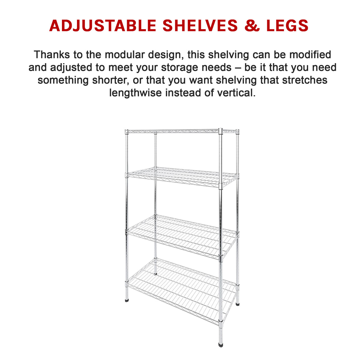 Modular Wire Storage Shelf 1200 x 600 x 1800mm Steel Shelving