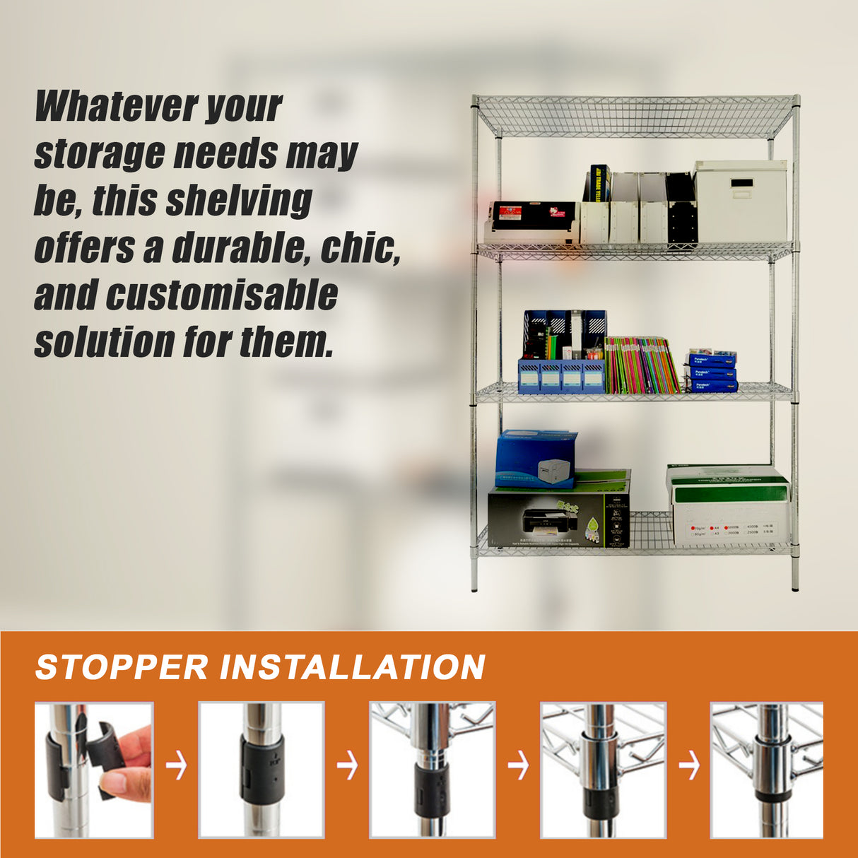 Modular Wire Storage Shelf 1200 x 600 x 1800mm Steel Shelving