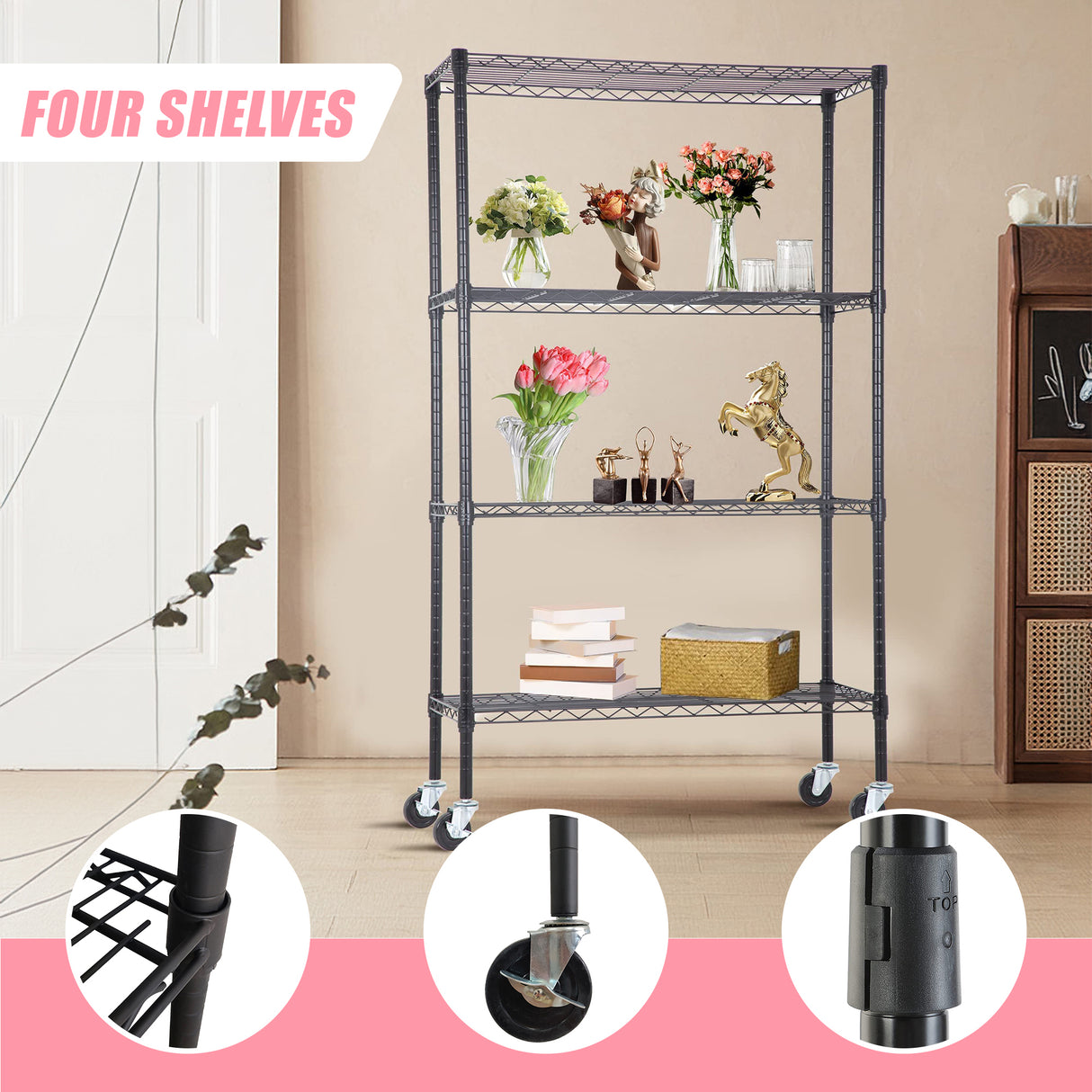 Modular Wire Storage Shelf 1200 x 600 x 1800mm Steel Shelving