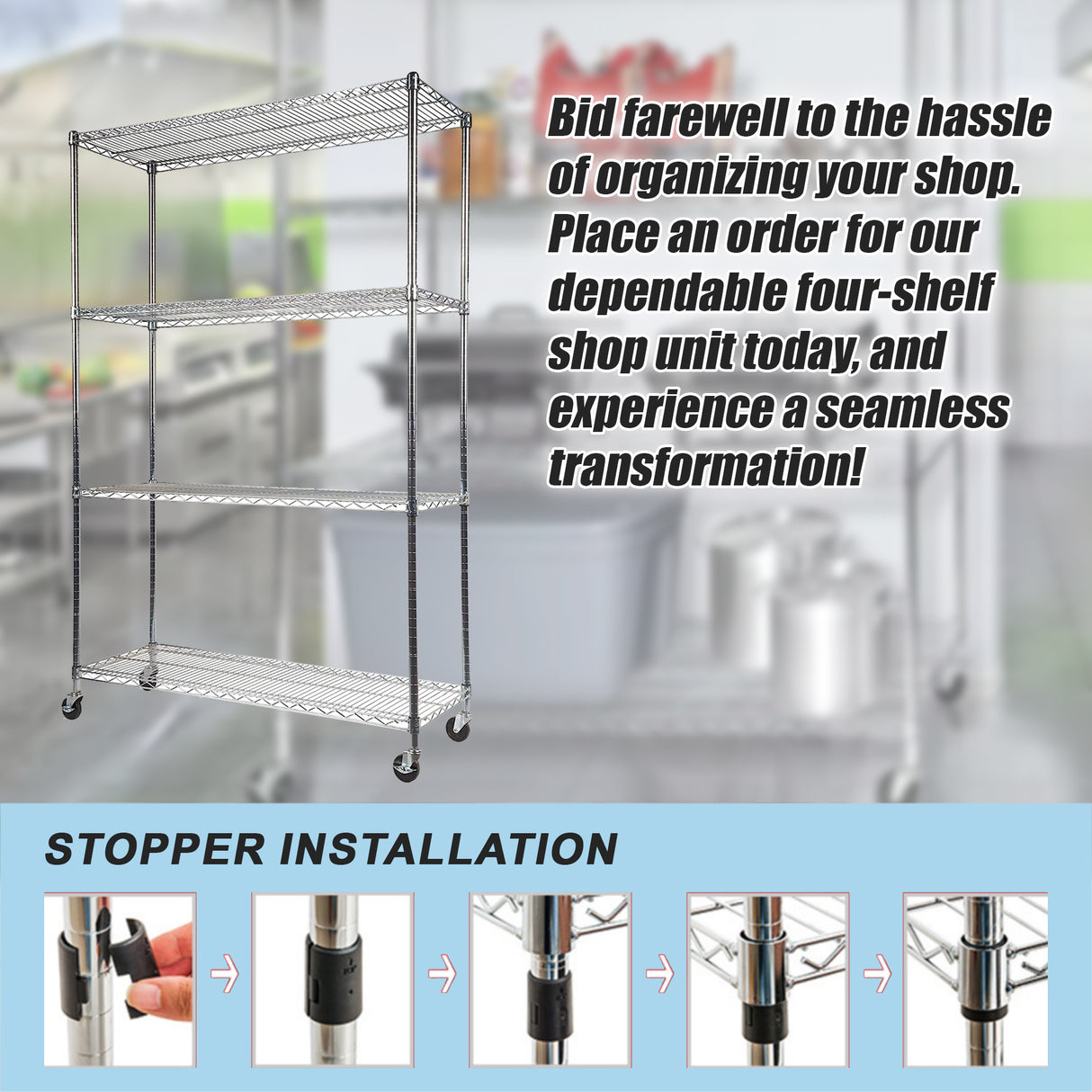 Modular Wire Storage Shelf 1500 x 350 x 1800mm Steel Shelving