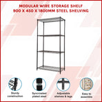 Modular Wire Storage Shelf 900 x 450 x 1800mm Steel Shelving