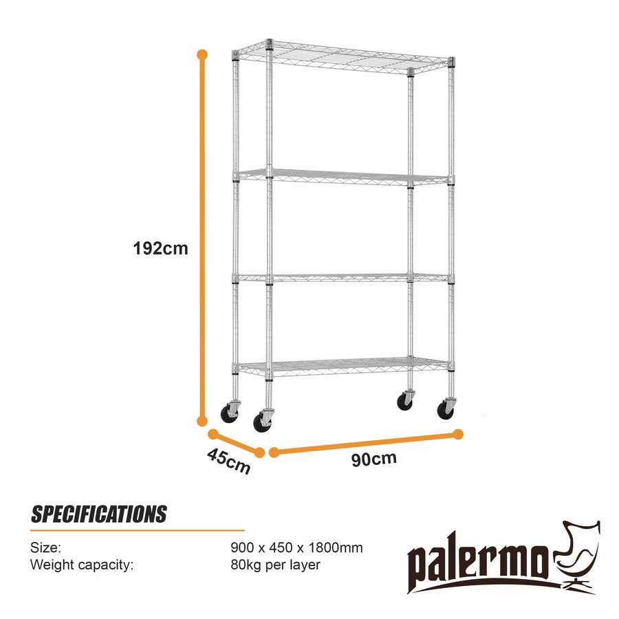Modular Wire Storage Shelf 900 x 450 x 1800mm Steel Shelving