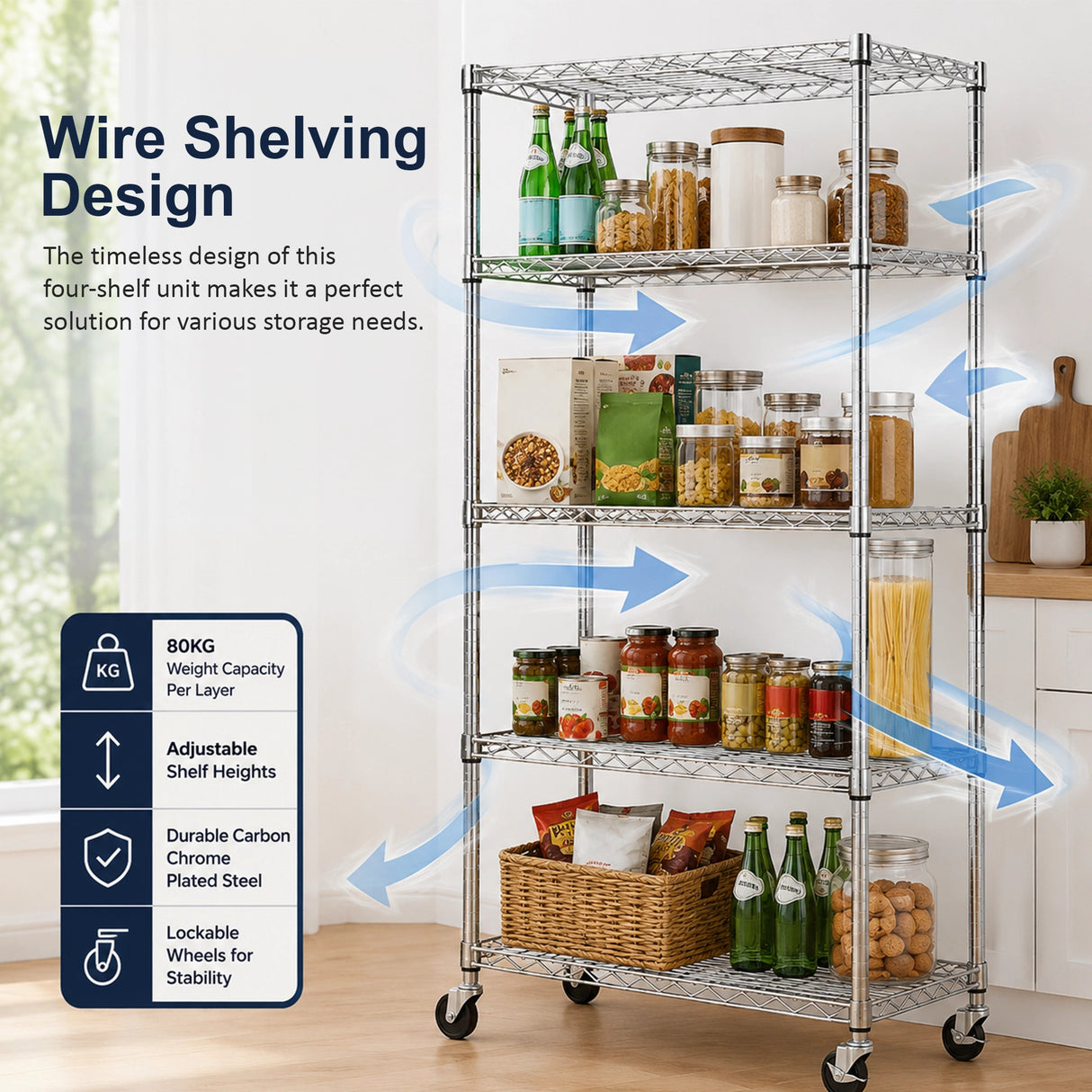 Modular Wire Storage Shelf 900 x 450 x 1800mm Steel Shelving