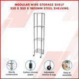 Modular Wire Storage Shelf 350 x 350 x 1800mm Steel Shelving