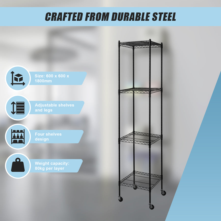 Modular Wire Storage Shelf 350 x 350 x 1800mm Steel Shelving