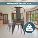 4x Kitchen Dining Chairs Stackable Vintage Metal Chair Backrest Side Chair - Extra Image