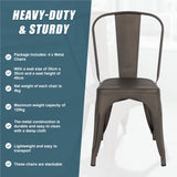 4x Kitchen Dining Chairs Stackable Vintage Metal Chair Backrest Side Chair - Extra Image