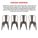 4x Kitchen Dining Chairs Stackable Vintage Metal Chair Backrest Side Chair