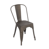 4x Kitchen Dining Chairs Stackable Vintage Metal Chair Backrest Side Chair - Side View