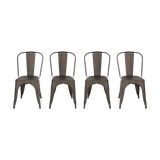 4x Kitchen Dining Chairs Stackable Vintage Metal Chair Backrest Side Chair