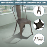 4x Kitchen Dining Chairs Stackable Vintage Metal Chair Backrest Side Chair - Extra Image
