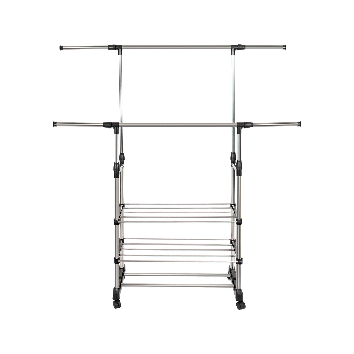Heavy Duty Commercial Garment Rack Double Bar Rolling Collapsible Clothing Shelf